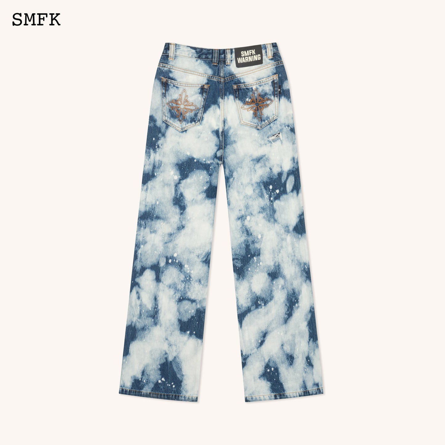 SMFK WildWorld Camouflage Loose Jeans Ocean Blue