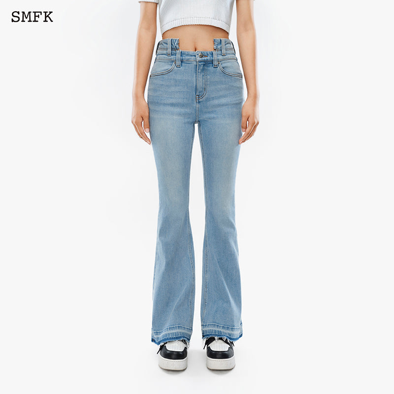 SMFK Mermaid Double Waist Jeans Blue - Fixxshop