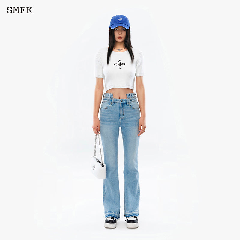 SMFK Mermaid Double Waist Jeans Blue - Fixxshop