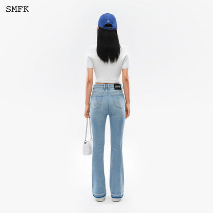 SMFK Mermaid Double Waist Jeans Blue - Fixxshop