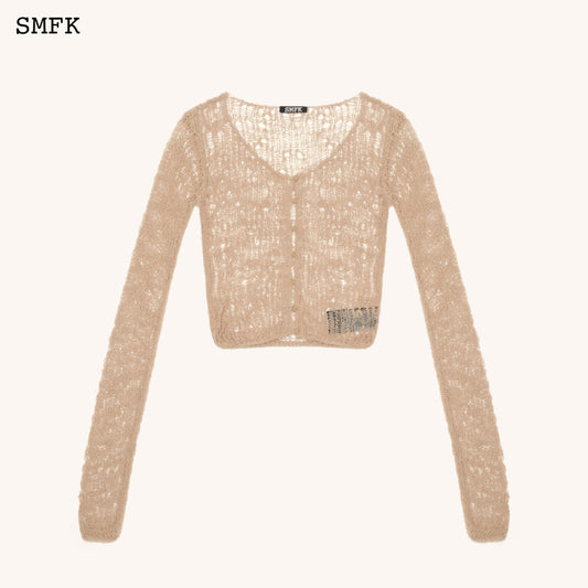 SMFK WildWorld Tarantula Knitted Cardigan In Wheat