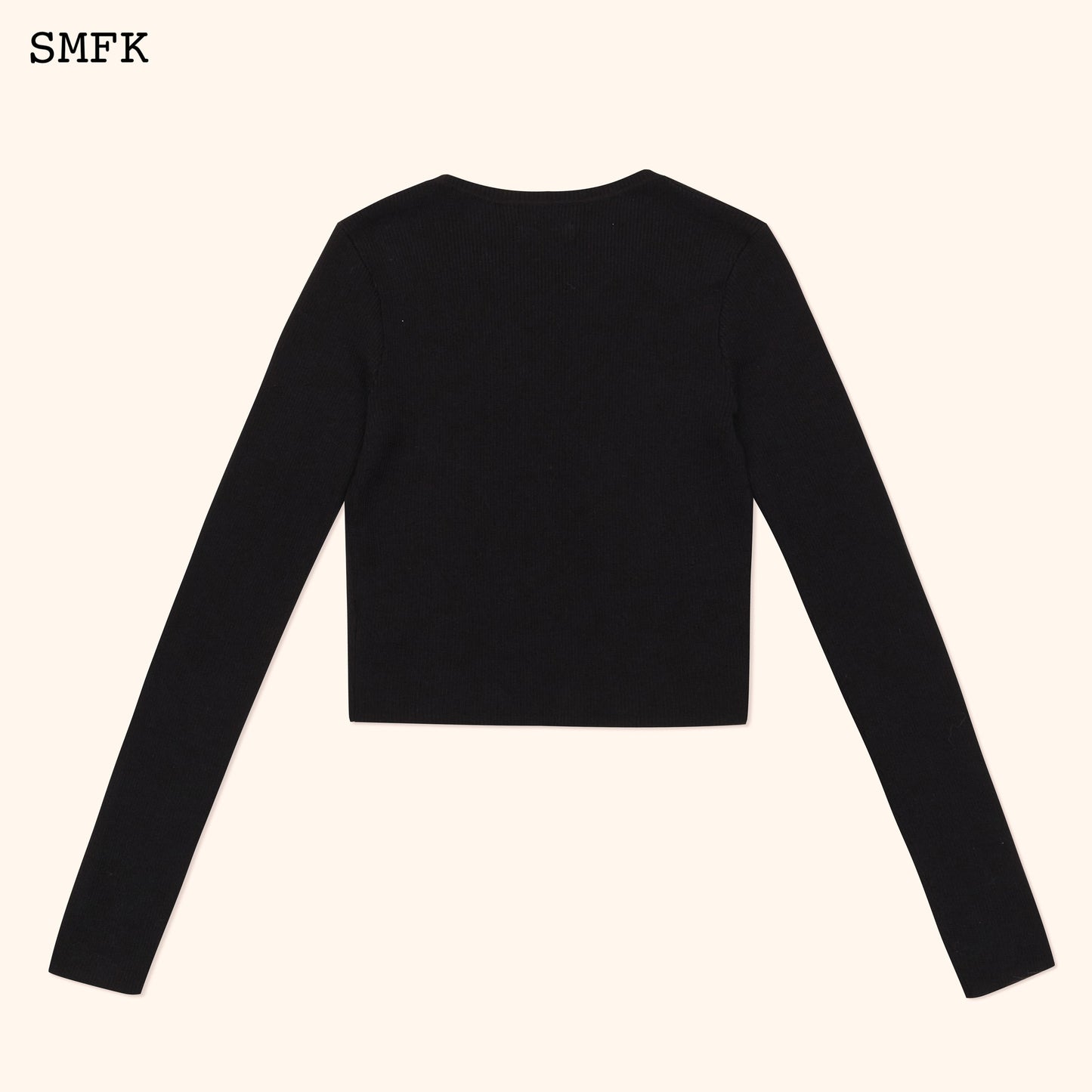 SMFK Compass Cross Rib Knitted Top In Black