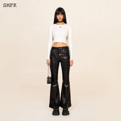SMFK Compass Cross Rib Knit Top In White