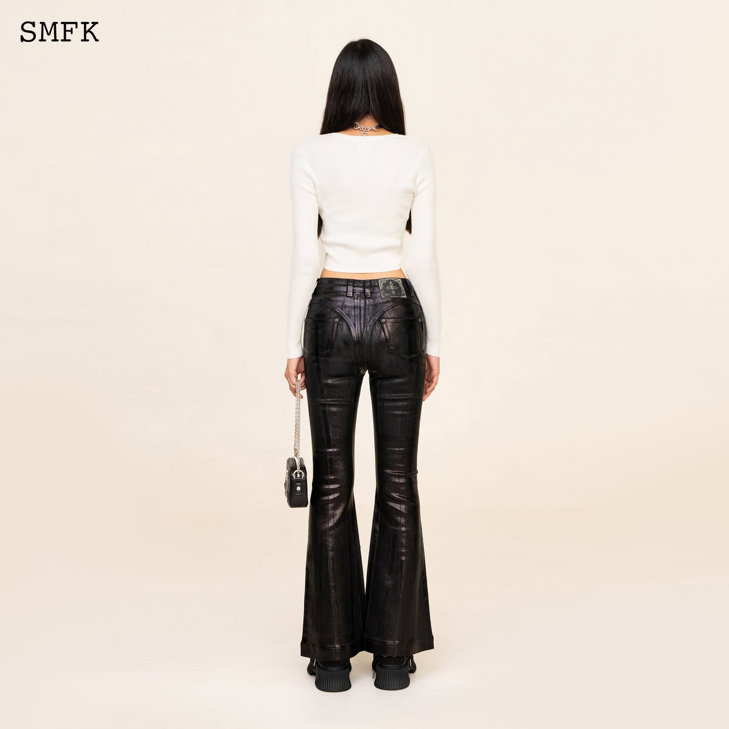 SMFK Compass Cross Rib Knit Top In White