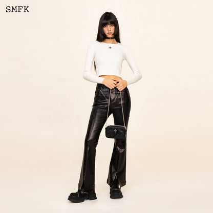 SMFK Compass Cross Rib Knit Top In White