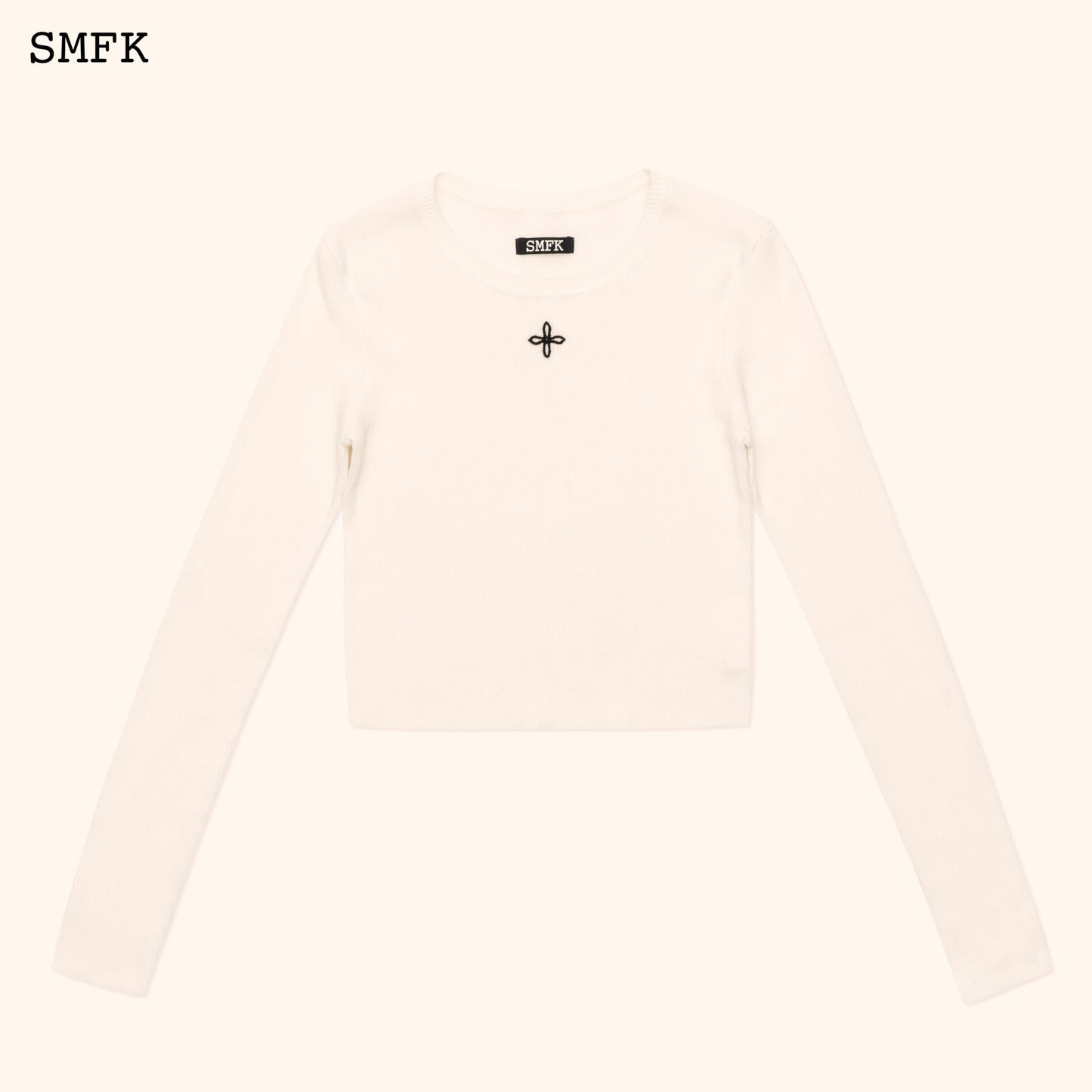 SMFK Compass Cross Rib Knit Top In White