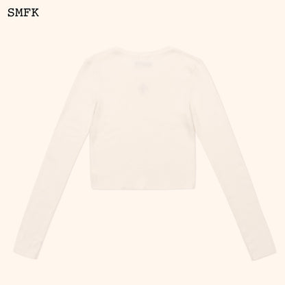 SMFK Compass Cross Rib Knit Top In White