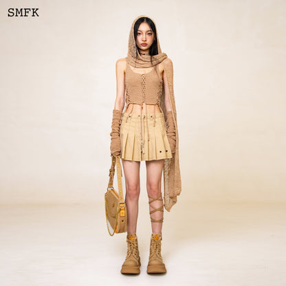 SMFK WildWorld Desert Tactic Pleated Skirt In Wheat