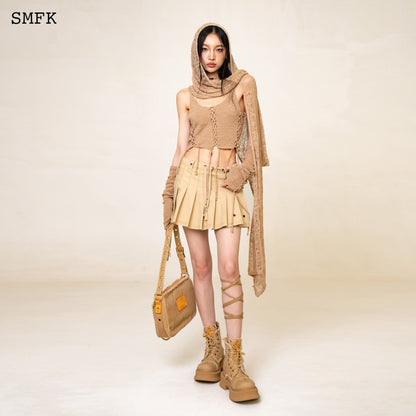 SMFK WildWorld Desert Tactic Pleated Skirt In Wheat