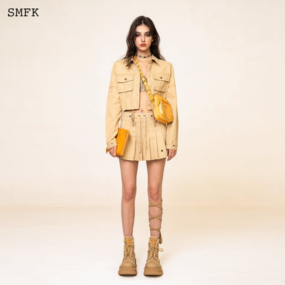 SMFK WildWorld Desert Tactic Pleated Skirt In Wheat