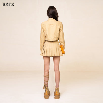 SMFK WildWorld Desert Tactic Pleated Skirt In Wheat