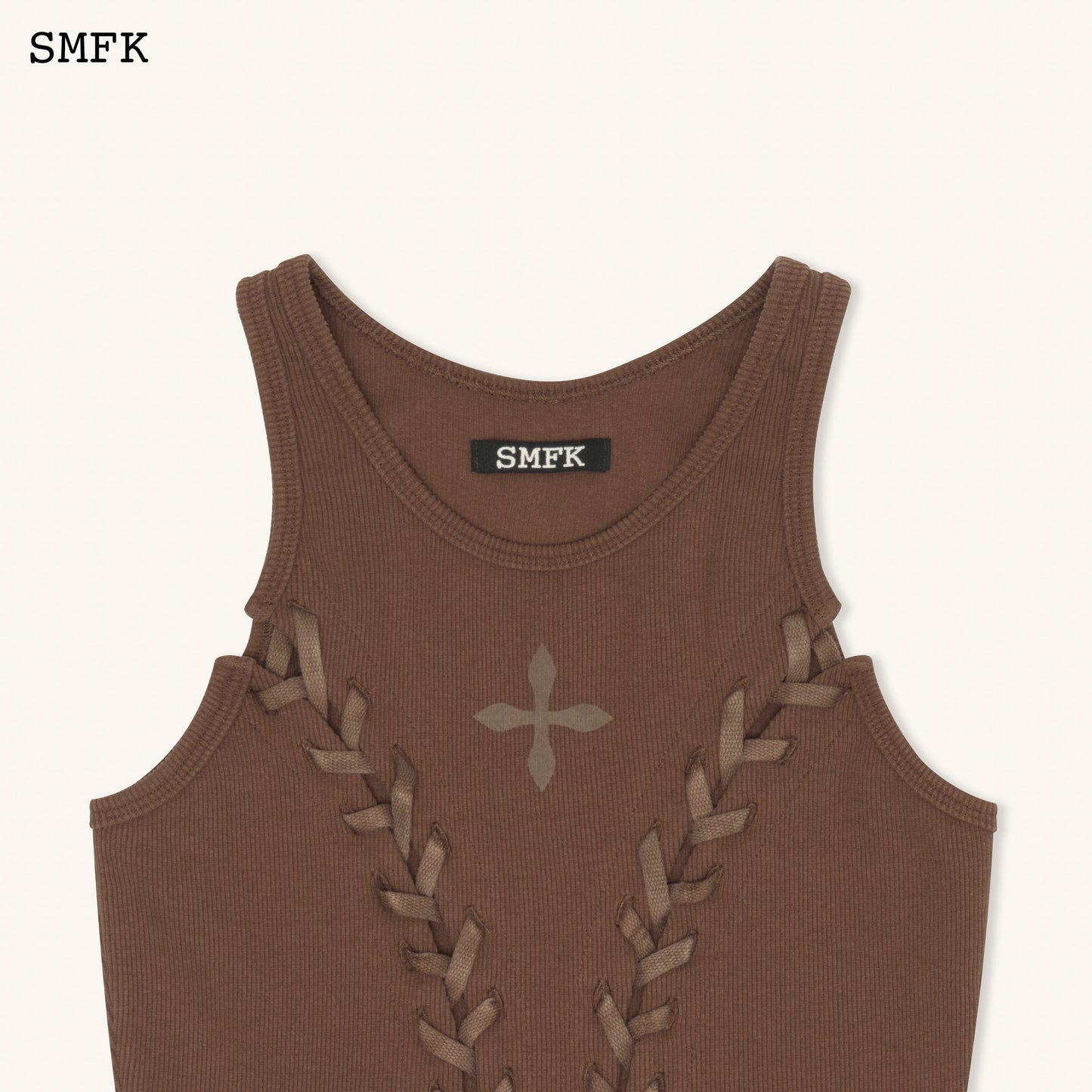 SMFK Compass Baseball Deconstruct Vest Top In Brown