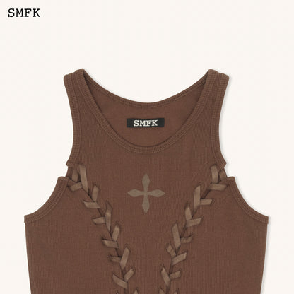 SMFK Compass Baseball Deconstruct Vest Top In Brown