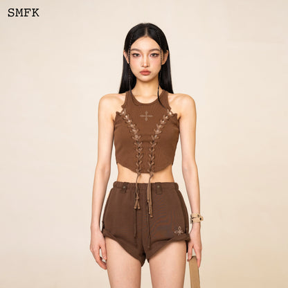 SMFK Compass Baseball Deconstruct Vest Top In Brown