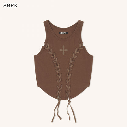 SMFK Compass Baseball Deconstruct Vest Top In Brown