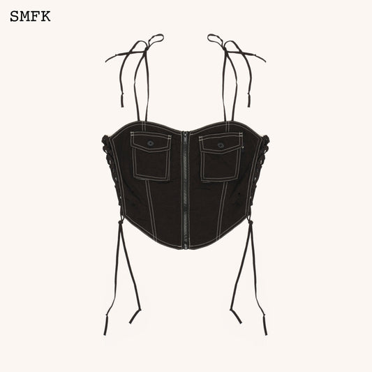 SMFK WildWorld Black Stray Paratrooper Corset Tube Top