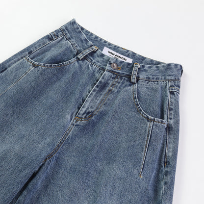 THREE QUARTERS Big Pocket Blue Jeans Denim