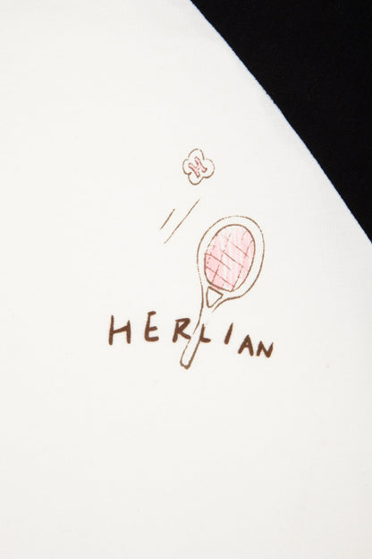 Herlian Black And White Tennis Racket Print T-shirt