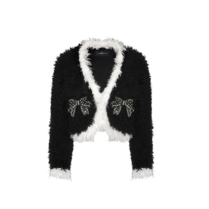 Aimme Sparrow Black Butterfly Teddy Fur Jacket