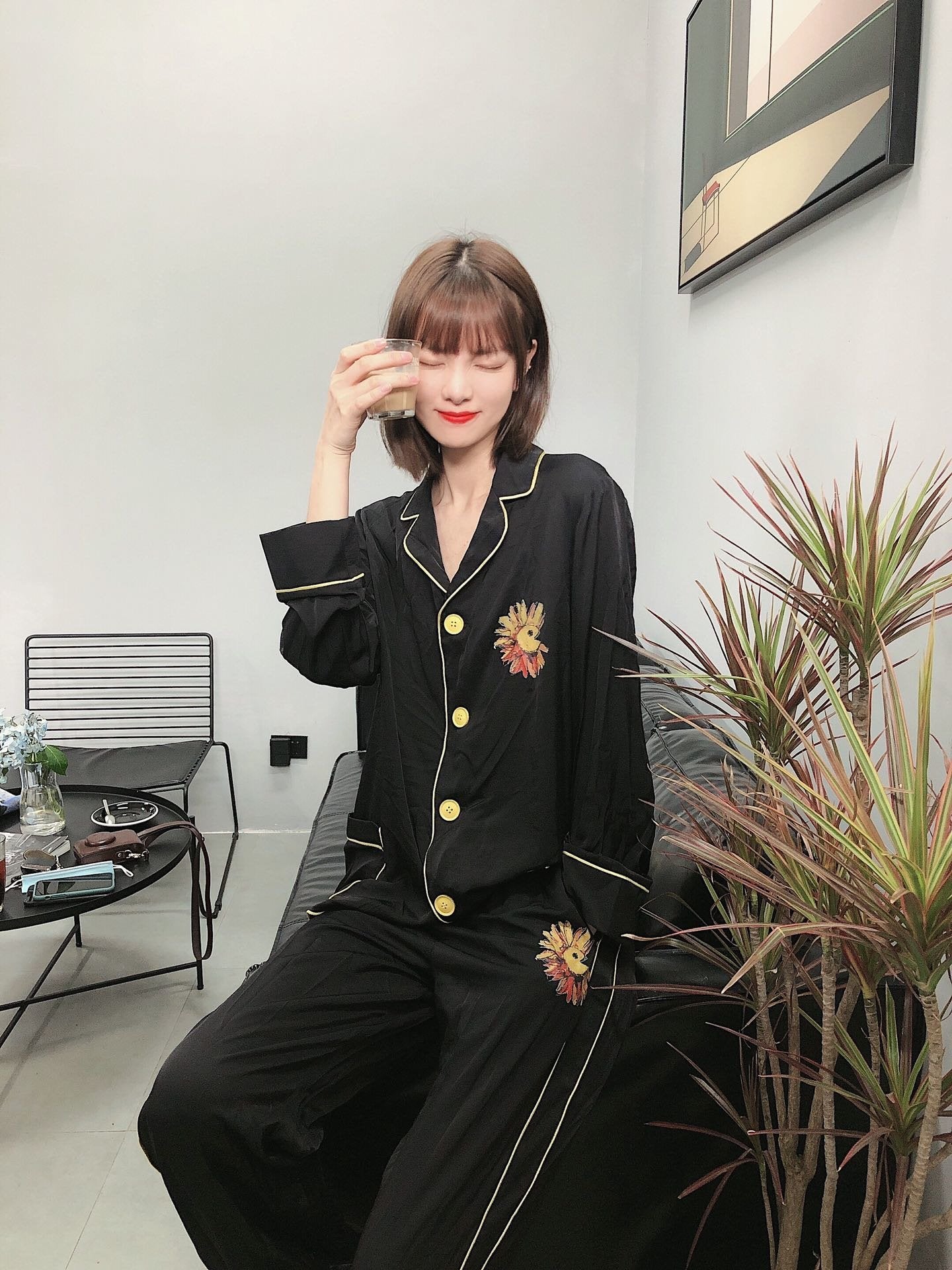 SOFITTE Black Daisy Pajamas Set | MADA IN CHINA