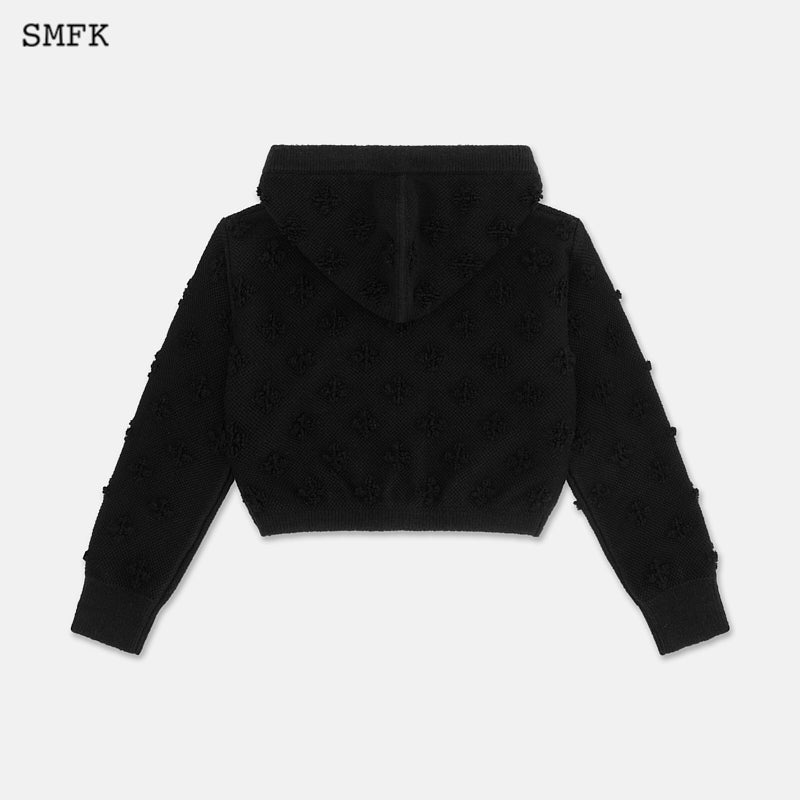 SMFK Black Garden Wool Knit Short Hoodie - Fixxshop