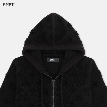 SMFK Black Garden Wool Knit Short Hoodie - Fixxshop