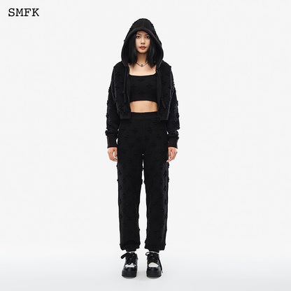 SMFK Black Garden Wool Knit Short Hoodie - Fixxshop