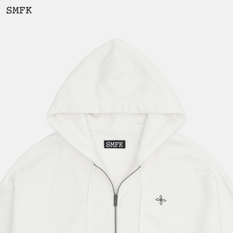 SMFK Black Night Compass Campus Wide Hoodie White - Fixxshop