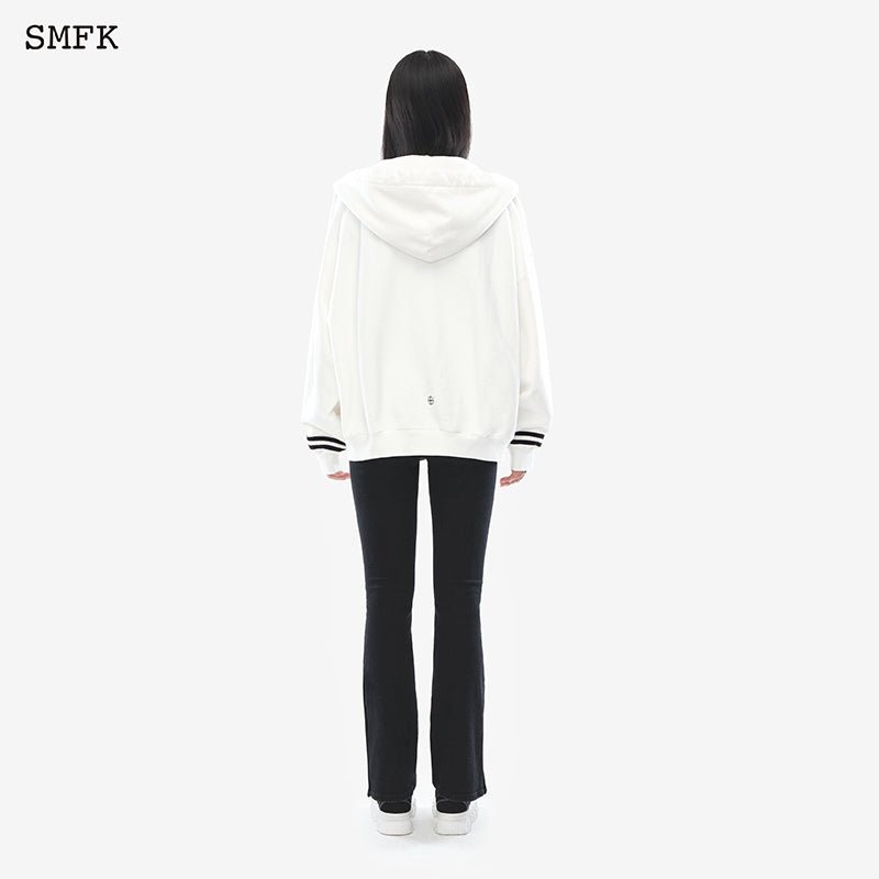 SMFK Black Night Compass Campus Wide Hoodie White - Fixxshop