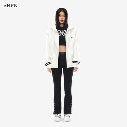 SMFK Black Night Compass Campus Wide Hoodie White - Fixxshop