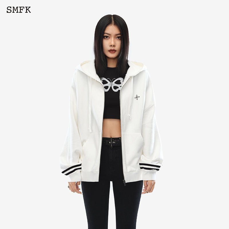 SMFK Black Night Compass Campus Wide Hoodie White - Fixxshop