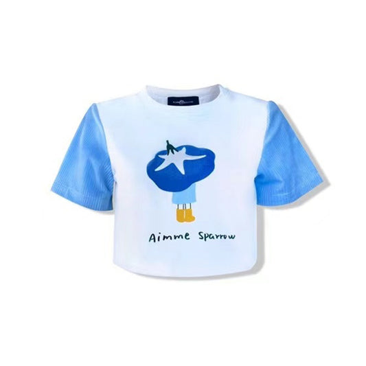 Aimme Sparrow Blue Cropped Top