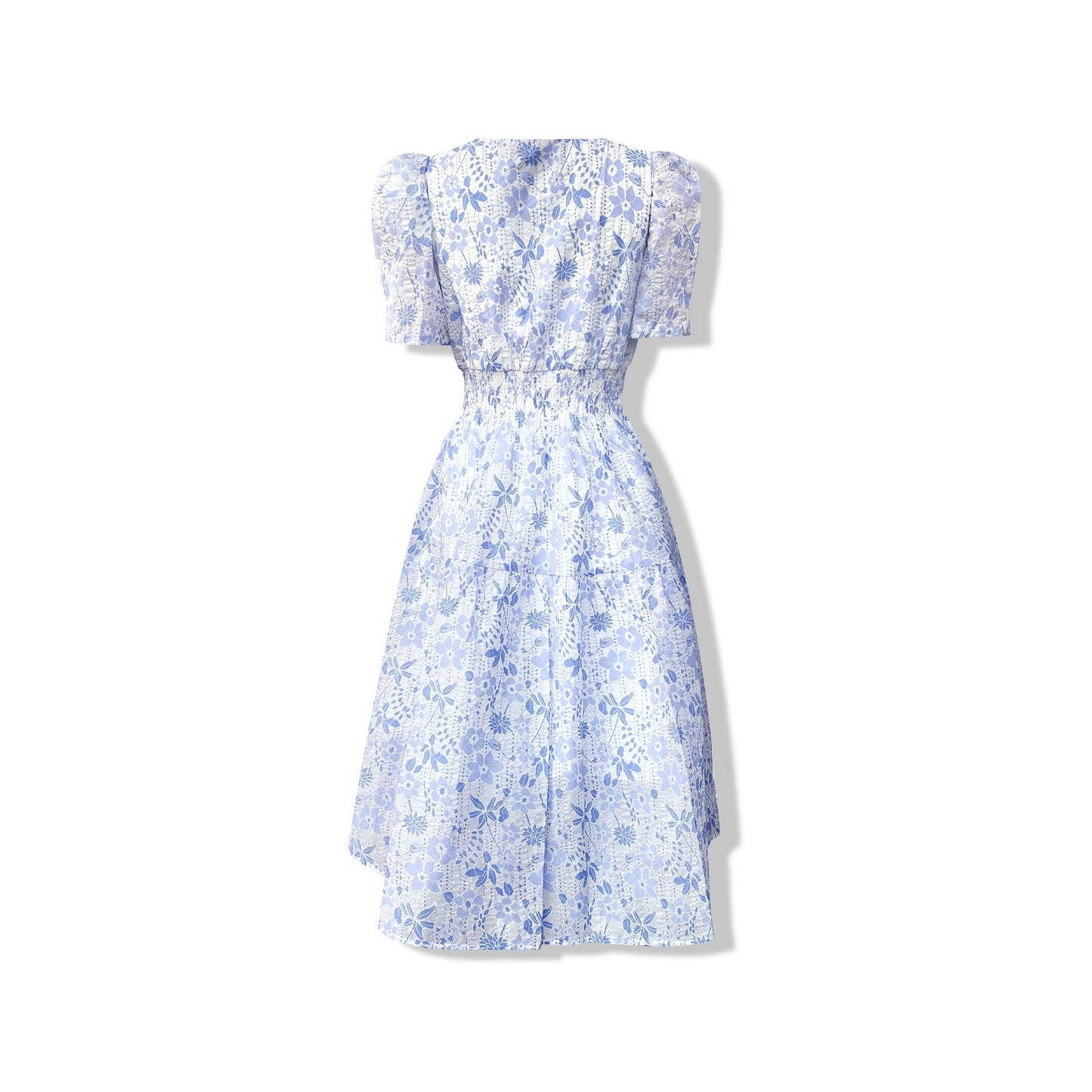 Aimme Sparrow Blue V-Neck Waist Floral Dress