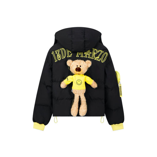 13De Marzo x Smiley Brooch Puff Sleeve Down Jacket Black | MADA IN CHINA