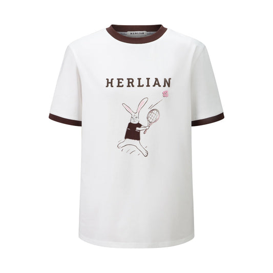 Herlian Brown And White Tennis Rabbit T-shirt
