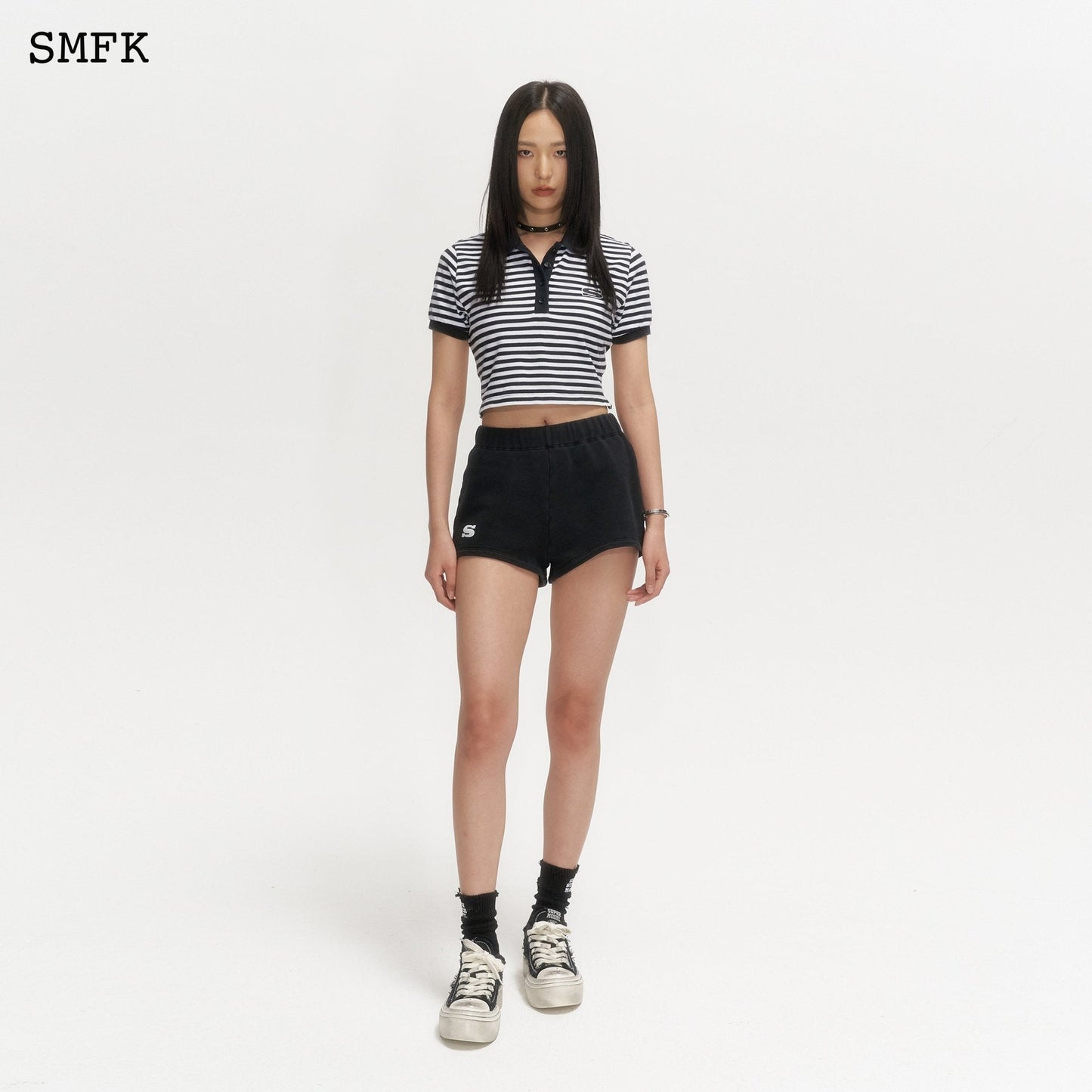 SMFK Campus Black And White Stripe Polo