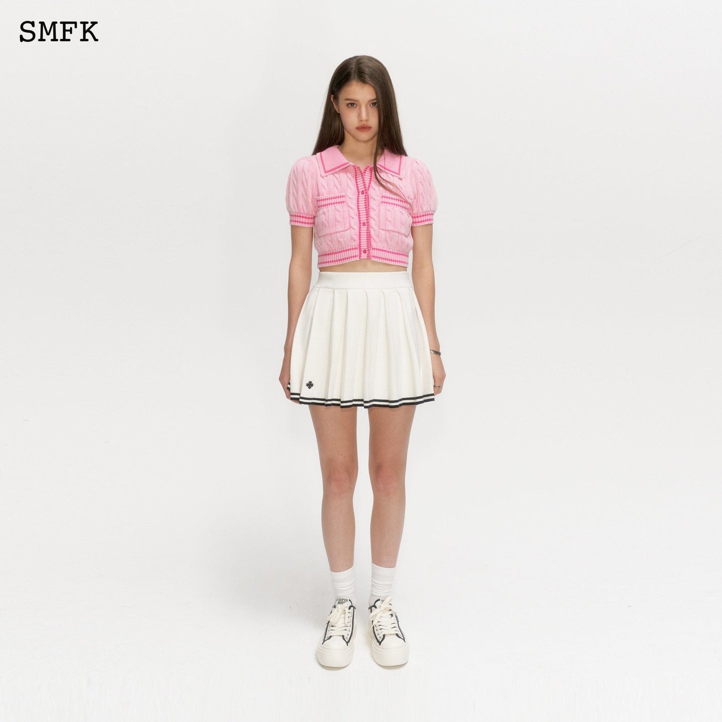 SMFK Compass Academy White Cashmere Pleated Skirt