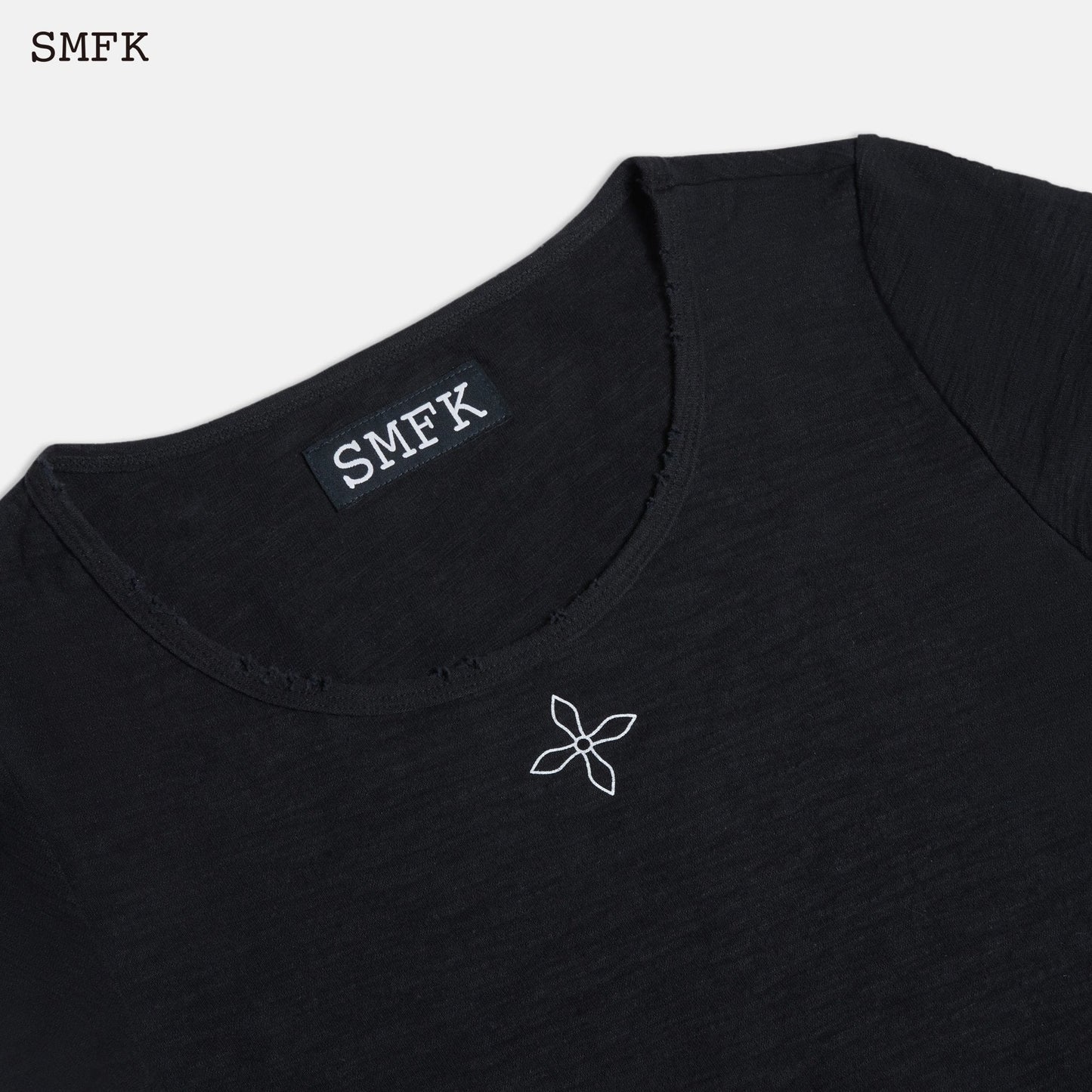 SMFK Compass Black Night Flower Biker Tee Midnight Black - Fixxshop