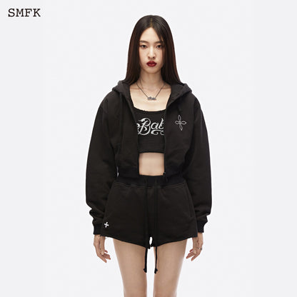 SMFK Compass Black Night Flower Jogging Sports Set Midnight Black - Fixxshop