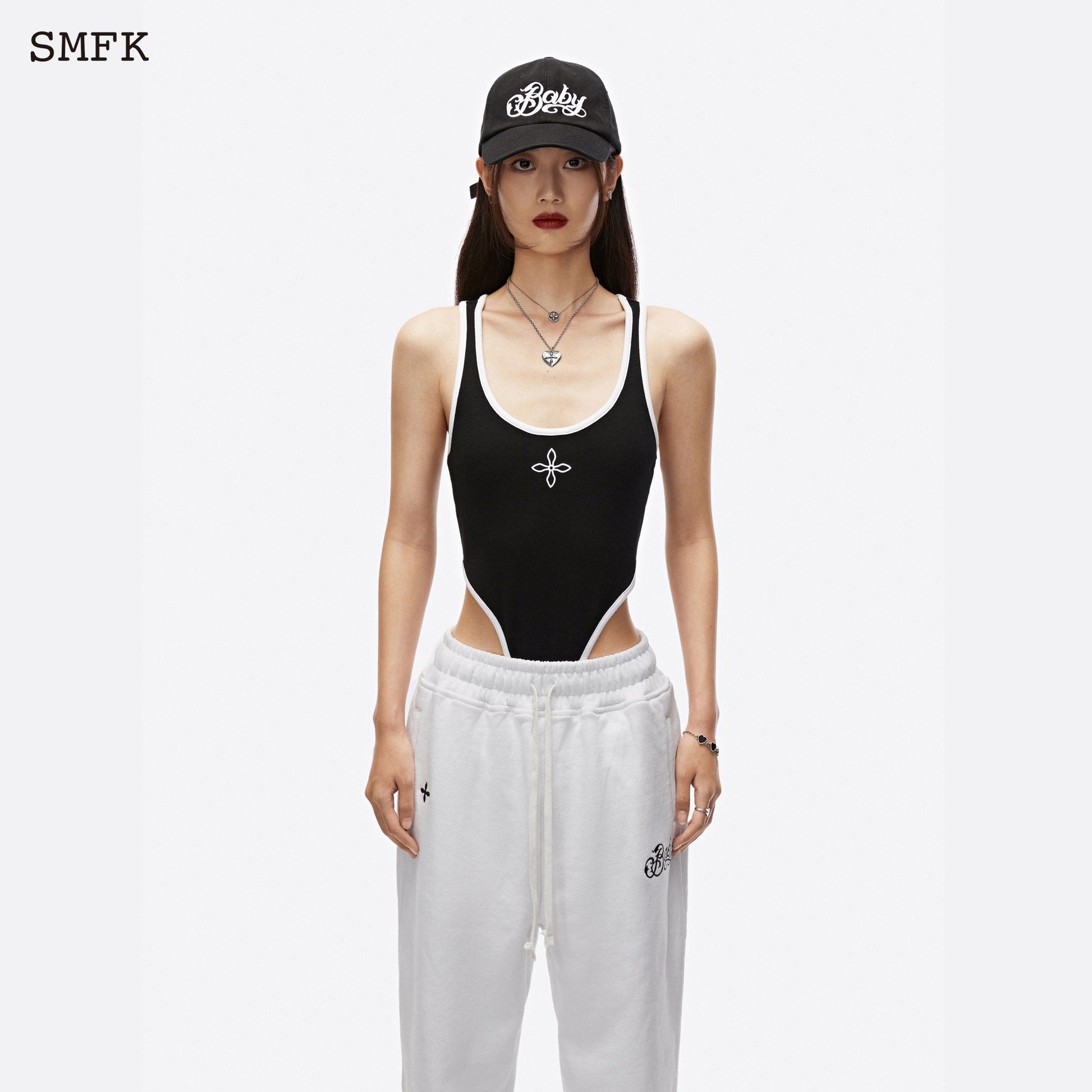 SMFK Compass Black Night Flower One-piece Dance Vest Midnight Black - Fixxshop