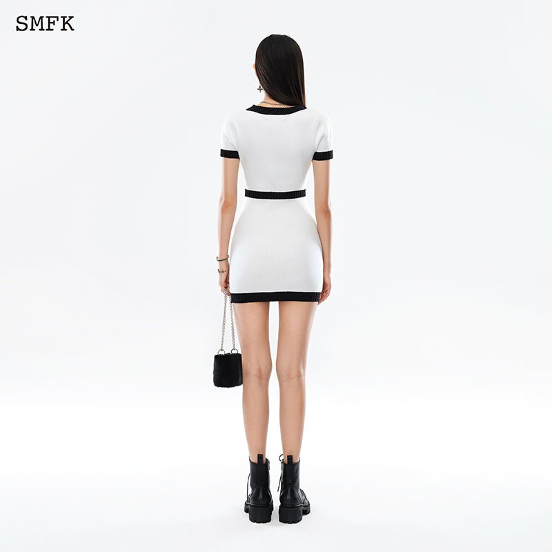 SMFK Compass Classic Cashmere Knit Dress White - Fixxshop