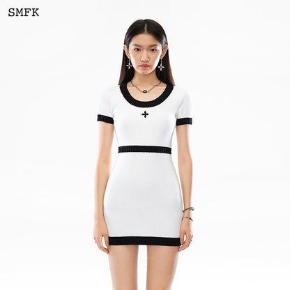 SMFK Compass Classic Cashmere Knit Dress White - Fixxshop