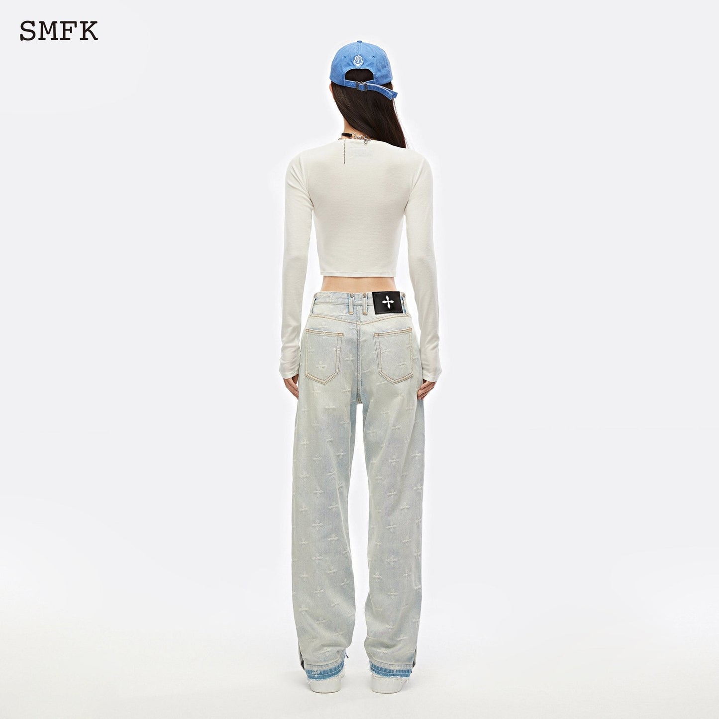 SMFK Compass Midnight Flower Wool Knit Sky White - Fixxshop