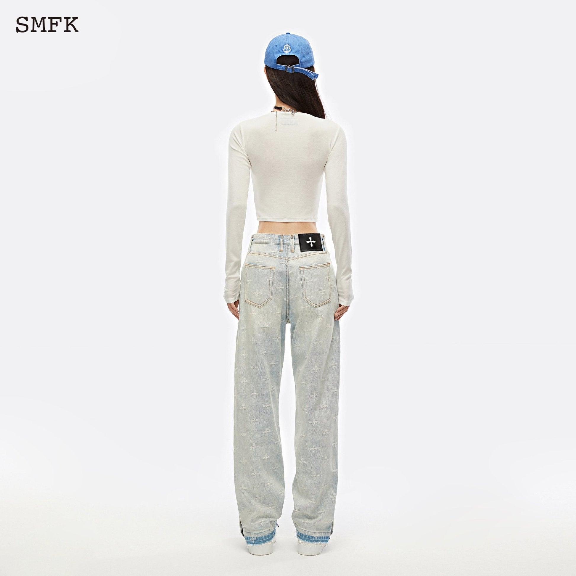 SMFK Compass Midnight Flower Wool Knit Sky White - Fixxshop