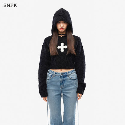 SMFK Compass Wool Knit Short Hoodie - Fixxshop