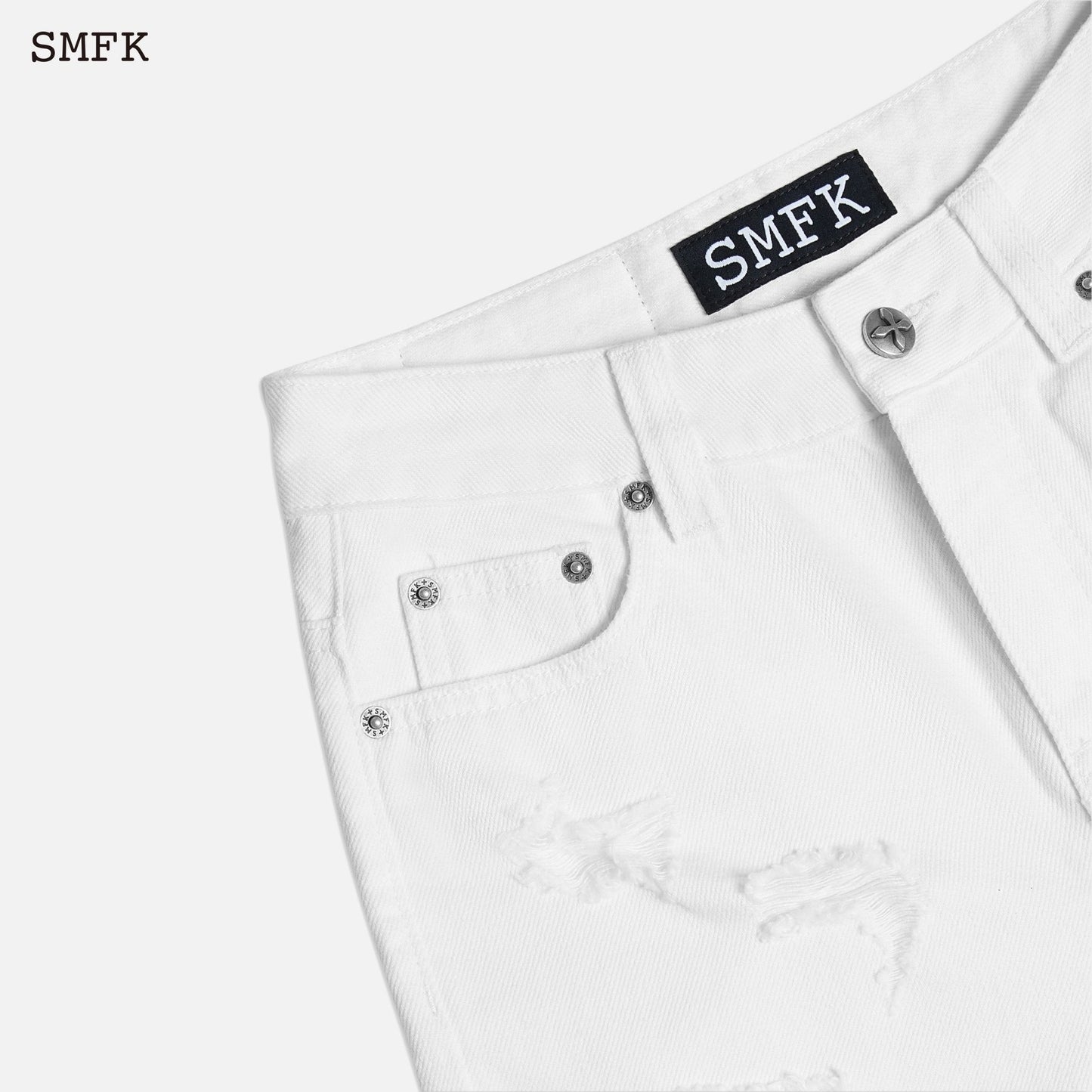 SMFK Dancer Group Wandering Wide Leg White Jeans - Fixxshop