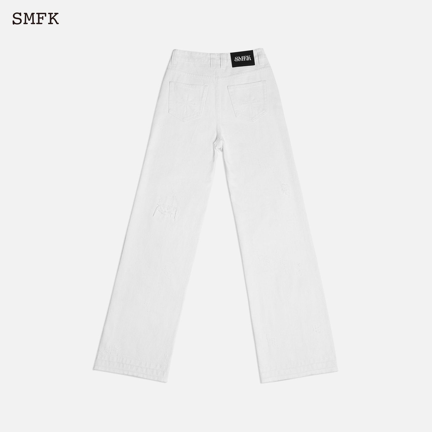 SMFK Dancer Group Wandering Wide Leg White Jeans - Fixxshop