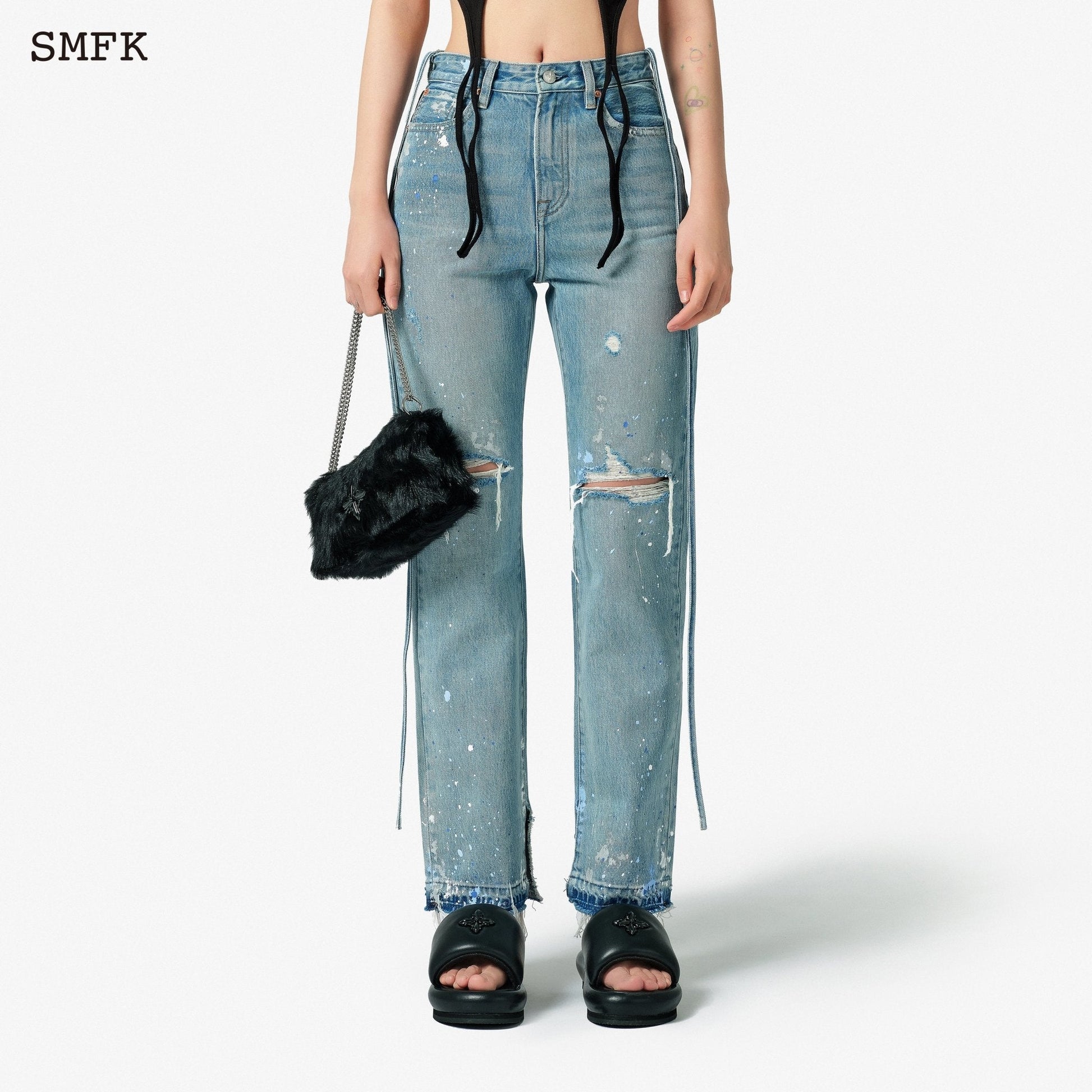 SMFK Dancer Straight Leg Jeans Blue - Fixxshop