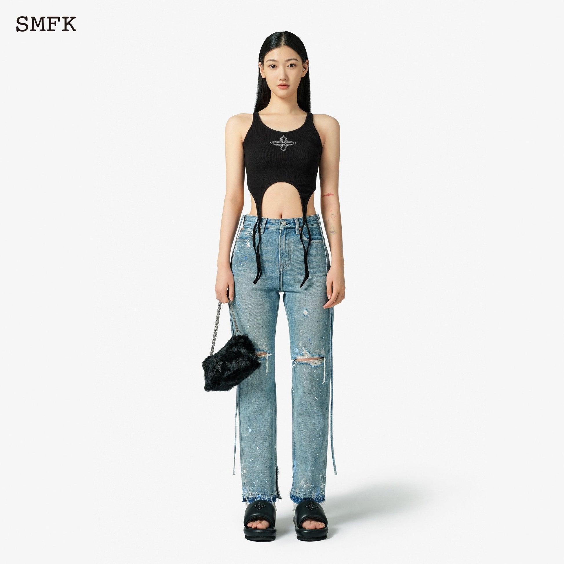 SMFK Dancer Straight Leg Jeans Blue - Fixxshop