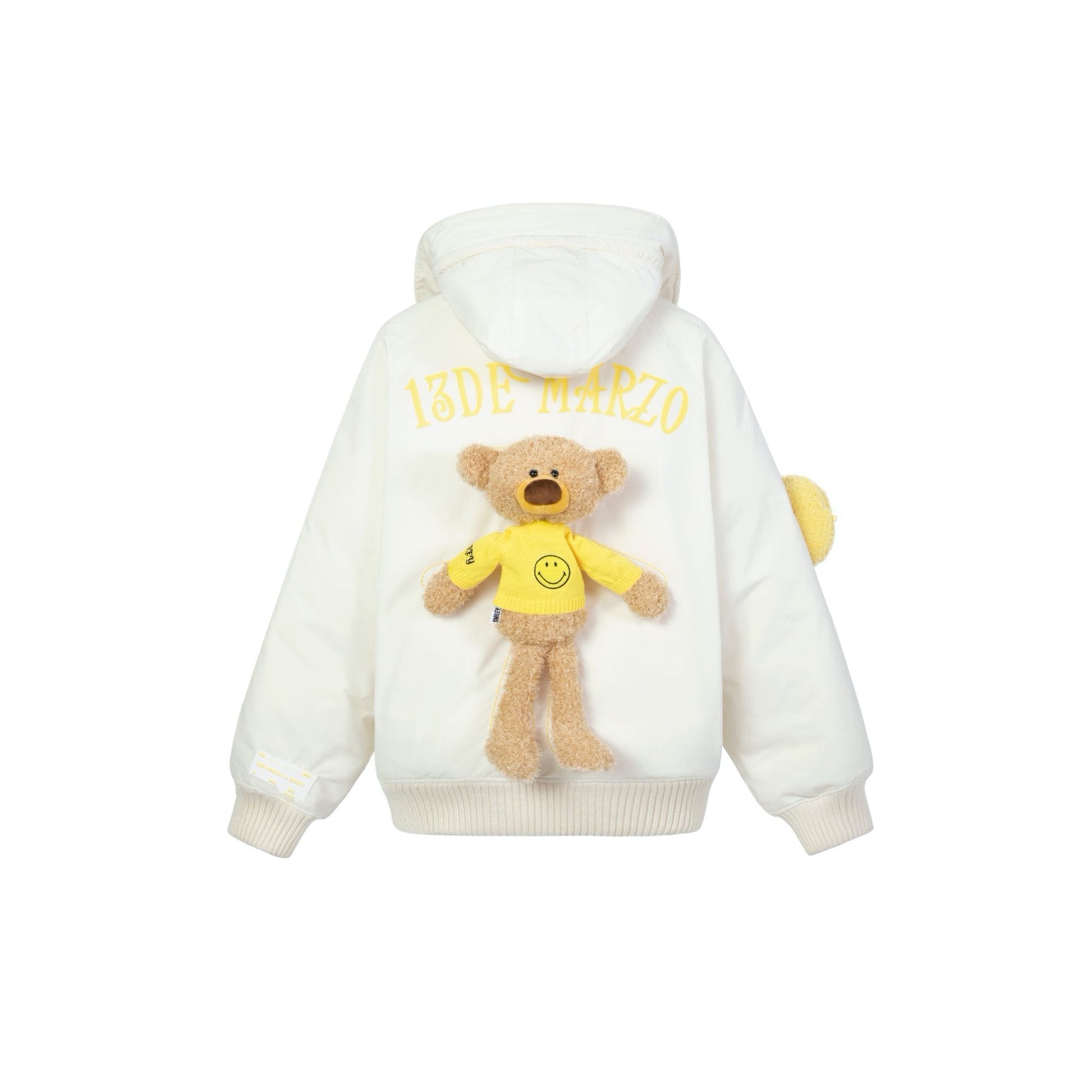 13DE MARZO x Smiley Furry Bag Down Jacket White | MADA IN CHINA